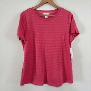 Lane Bryant Women's Pink Top Wirth Gold Buttons On Sleeves Size L NEW